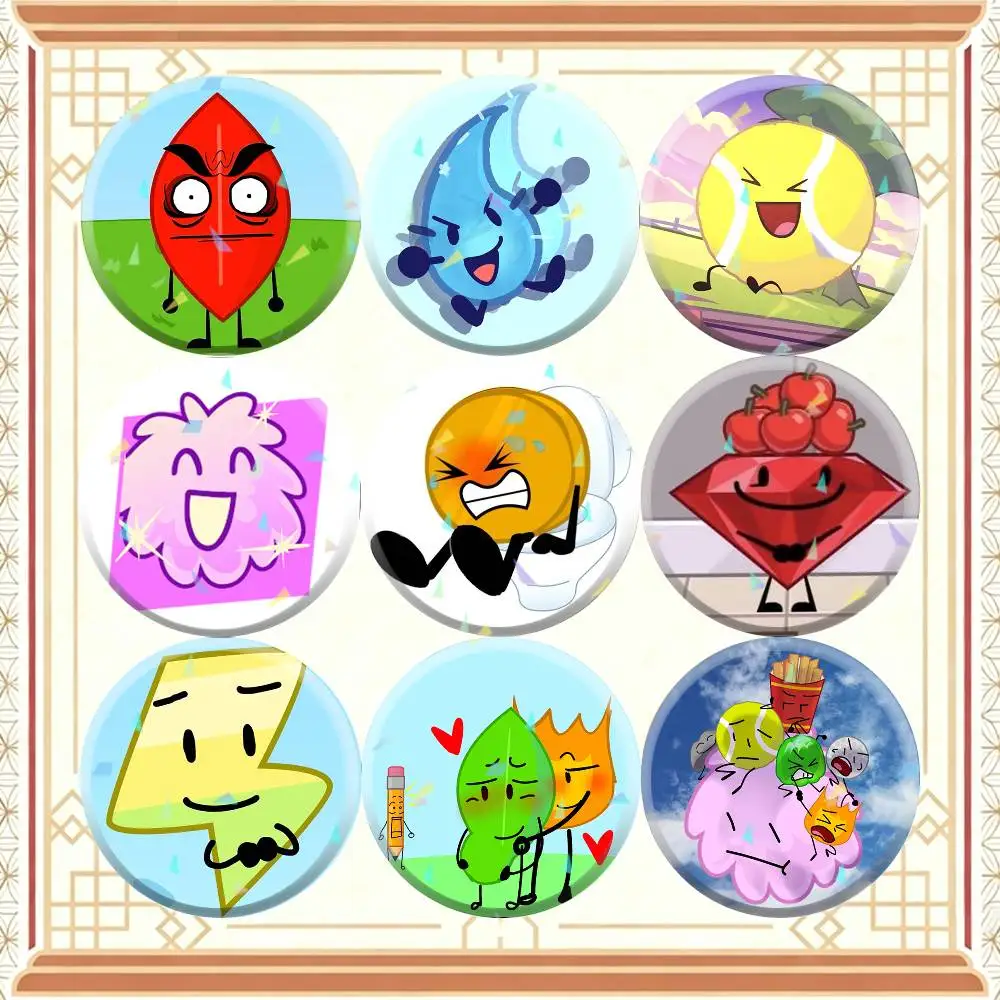 BFDI B-Battle for Dream Island  32/44/58mm Handmade Pins Round Brooch Badge Backpacks Clothes Jewelry Gifts