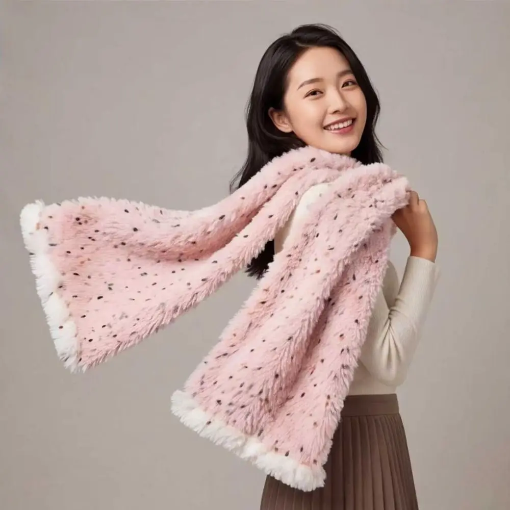New Soft Texture Knit Scarf Speckled Yarn Thick Knit Winter Scarf Warm Foldable Neck Warmer Daily Outfits