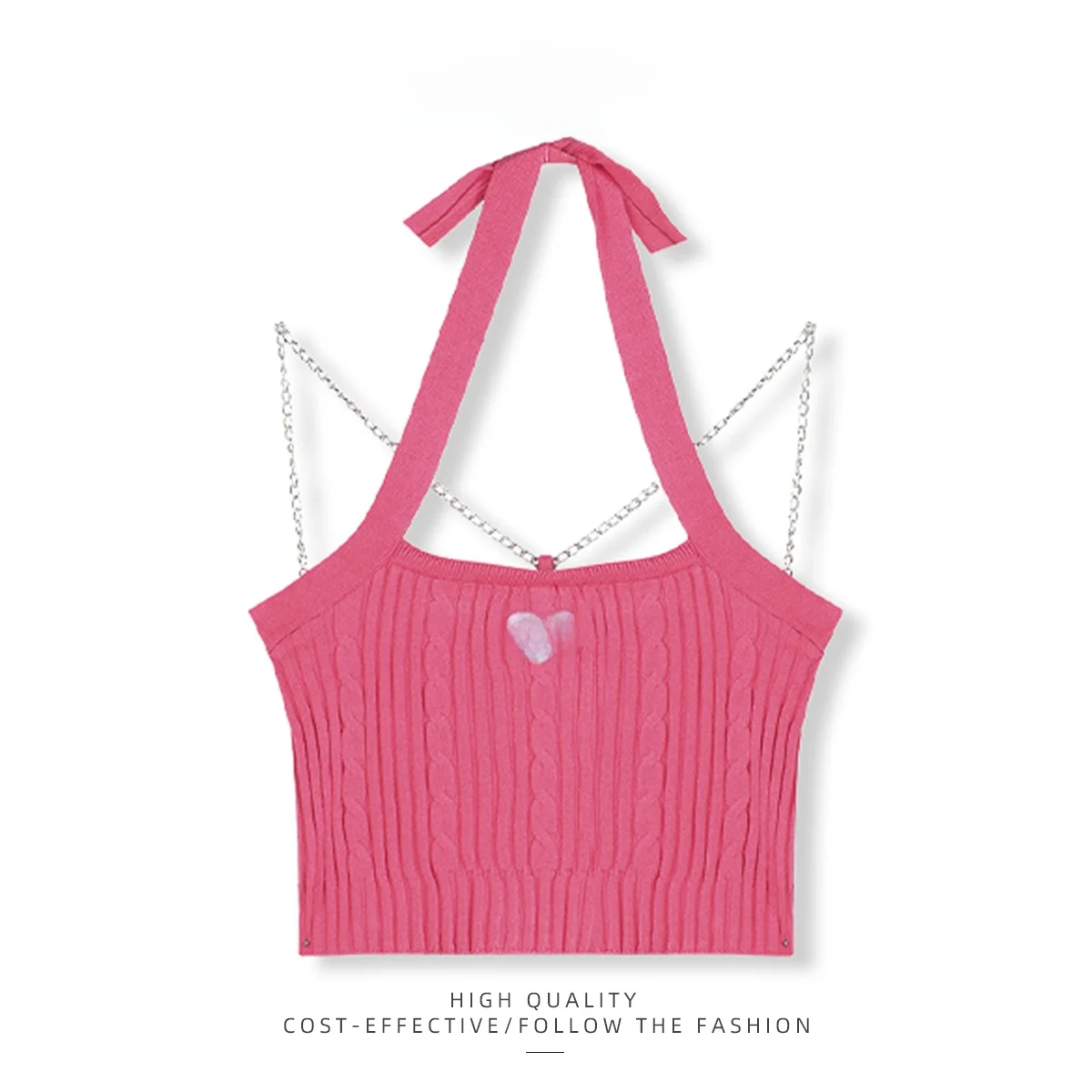 

Sweet Sle Embroidered Knitted Strap Vest Women's Summer New Hanging Ne ort Top Pure Desire Love Heart Design