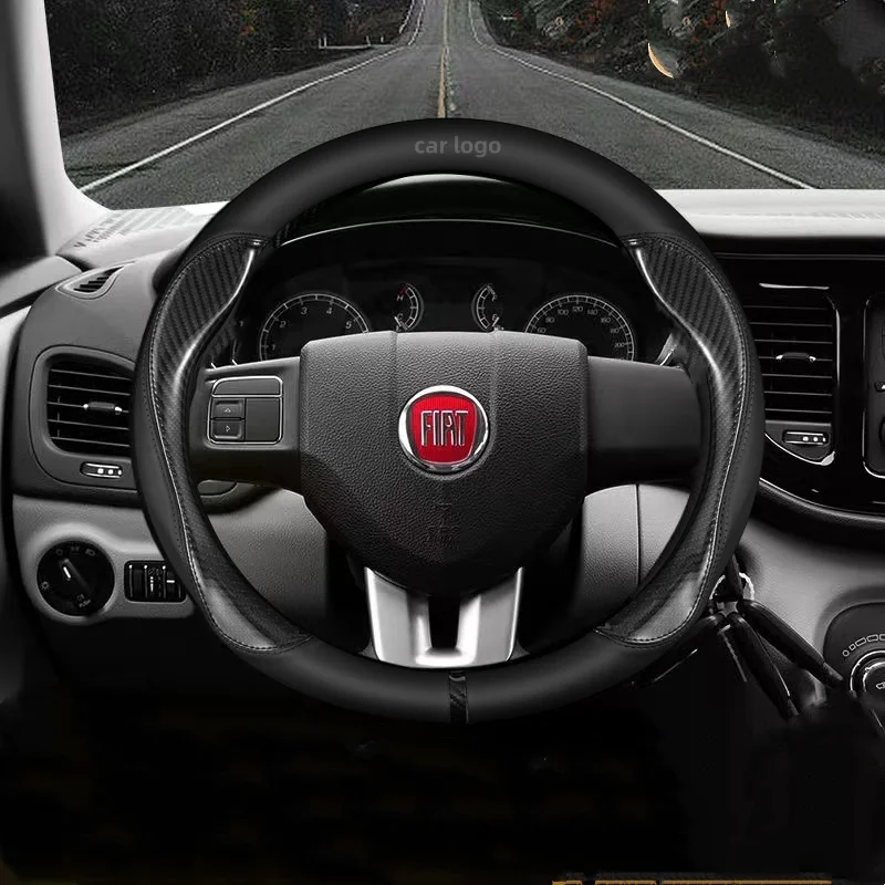 

For Fiat 500 500X 500L 500C ABARTH 2021 Leather car interior package accessories 38cm Car leather steering wheel cover