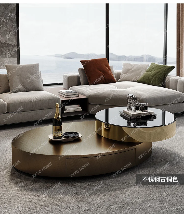 PJ Minimalist Storage Coffee Table Display Floor Living Room Rotate Coffee Table Modern Magazine