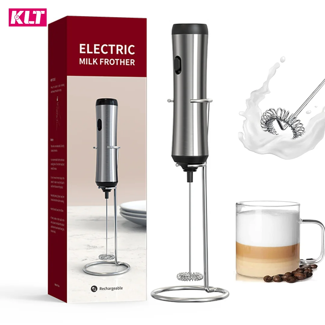 Klt電動ミルク泡立て器効率的な混合食品グレード素材ミニブレンダーコーヒーカプセルフラットトマットホットチョコレート