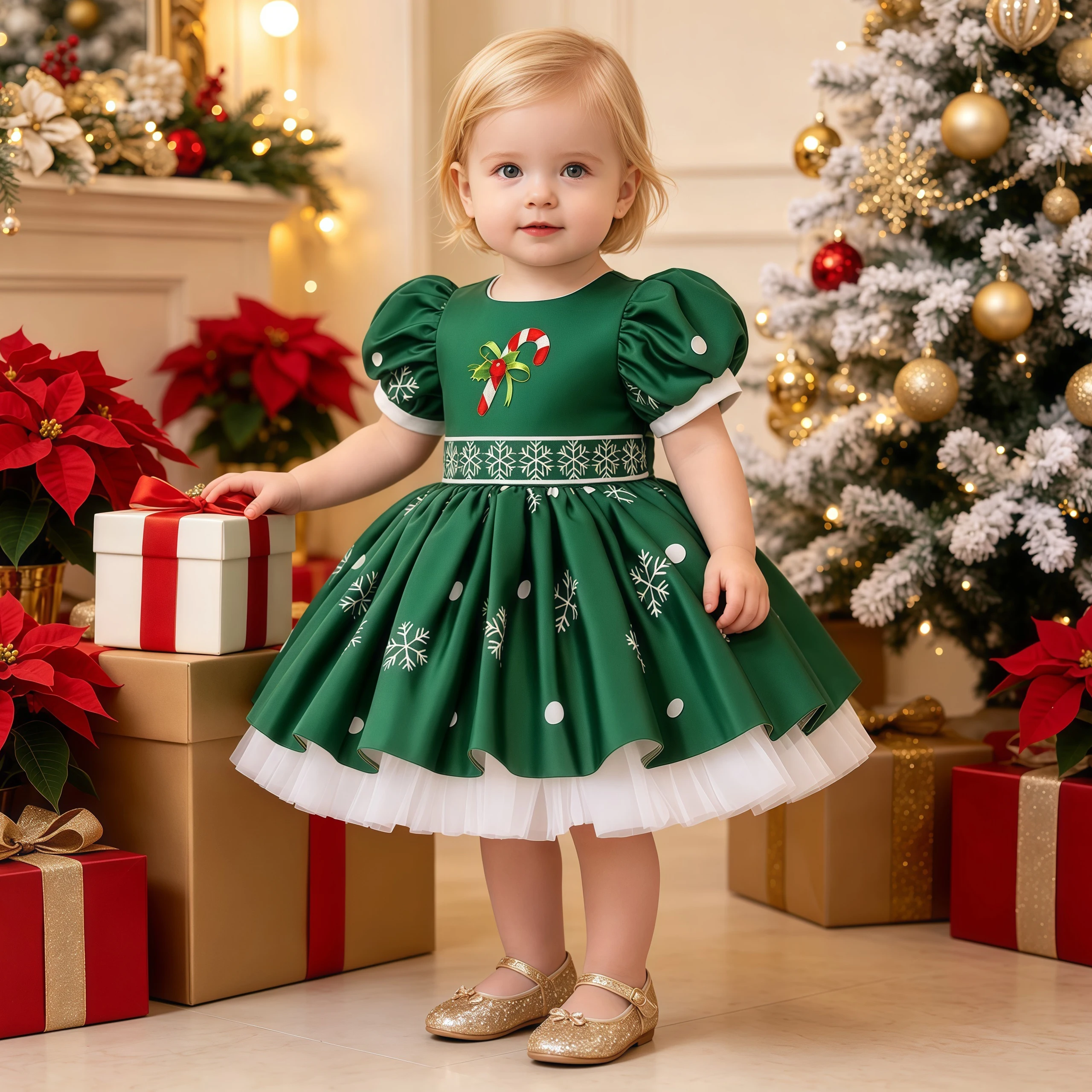 Weihnachtliches Schneeflocken-Partykleid für Mädchen, Kleinkind-Hochzeits-Brautjungfernkleid, 1. Geburtstags-Tutu-Kleid, Mädchen-Weihnachtsmann-Abendkleid