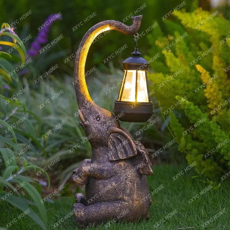 Solar Elephant Ornaments Ambience Light Courtyard Garden Auspicious Decorative Lamp Outdoor Waterproof Animal Lamp Lawn Lamp