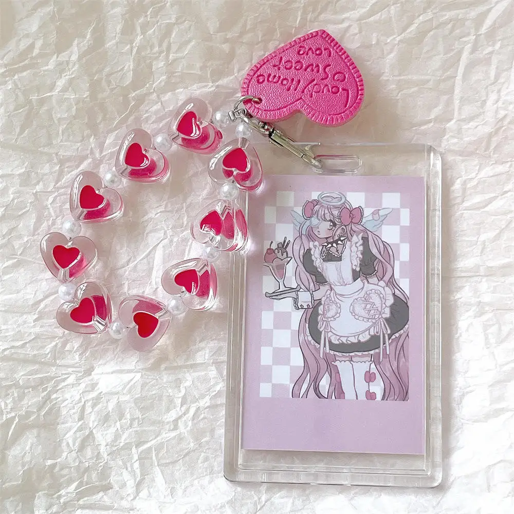 Transparent Acrylic Hard Card Sleeve Love Keychain Slide Cover Love :5.4x9cm Hard Card Holder For Keychain Love Key Access