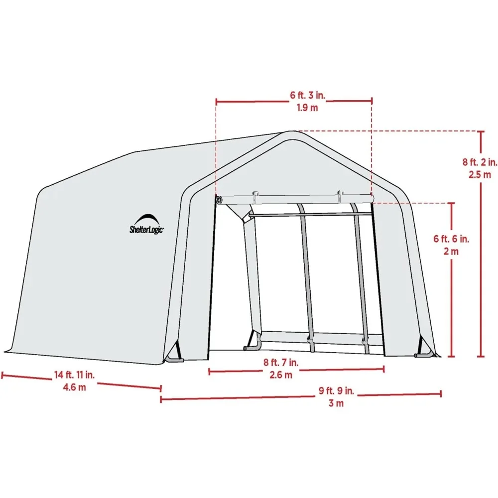 Peak Style Roof Instant Garage Carport Car Canopy with Steel Frame and Waterproof UV-Treated Cover，DURABLE FRAME