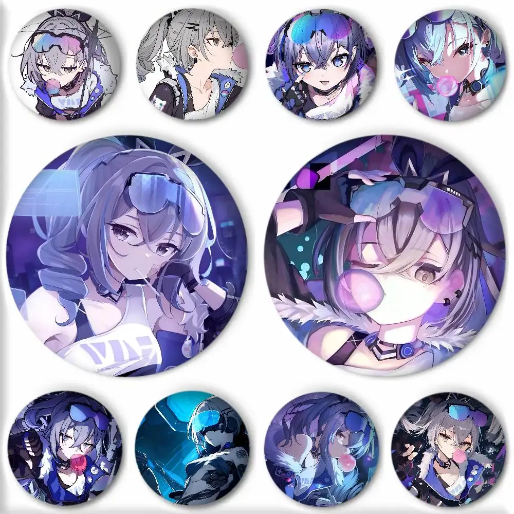 Anime Game Honkai Star Rail Silver Wolf Badge Round Art Brooch Clothes Backpack Accessories Lapelnd Laserh