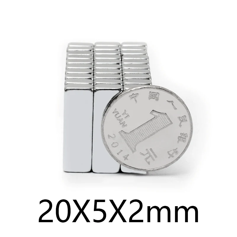 20x5x2mm piccoli magneti quadrati neodimio magnetico 20*5*2mm forte magnete rettangolare per terre rare NdFeB permanente