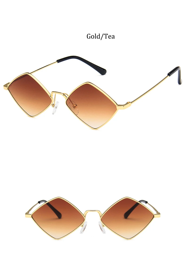 Hipster Polygon Damen-Sonnenbrille Unregelmäßiger Vintage-Rahmen Kleine Rhombus-Form Damen-Sonnenbrille Retro Legierung Brillen Schwarz – Detail 12