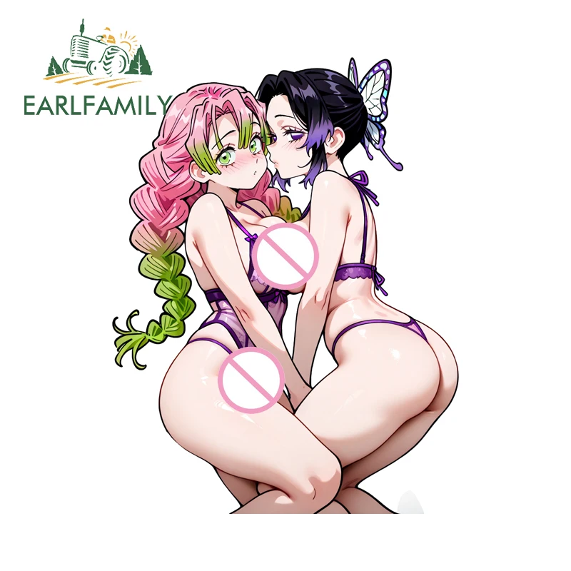 ملصق سيارة EARLFAMILY Waifu Kanroji Mitsuri NSFW من الصدر إلى الصدر مقاوم للطقس ملصق مضيف Waifu من الفينيل لتغليف السيارة RV ديكور