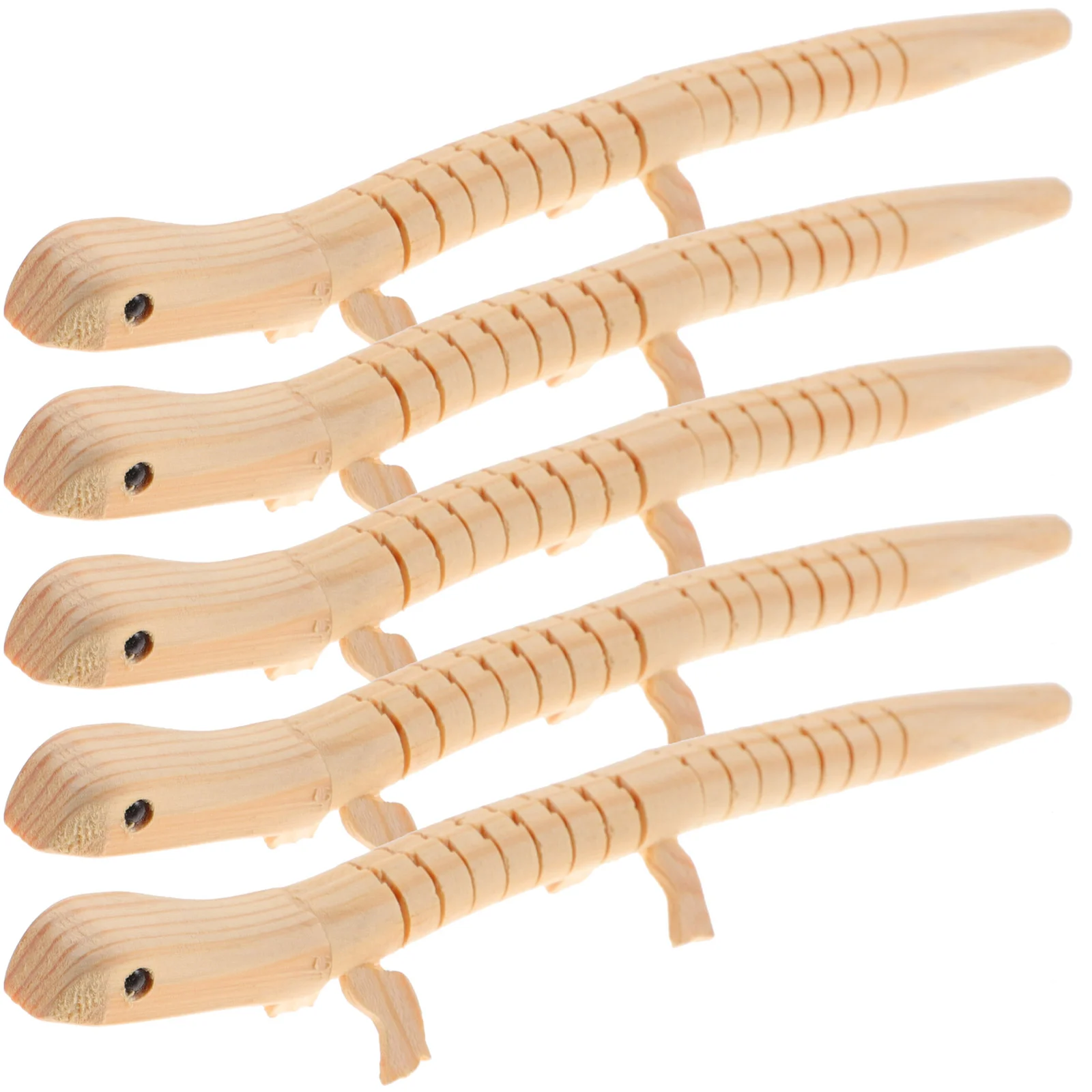 5 Pcs Wiggle Lizard for Kids Toys Wooden DIY Portable Realistic Plaything Child