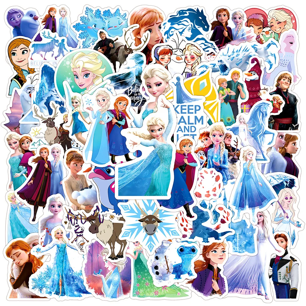 10/30/50PCS Disney Cartoon Frozen Stickers Princess Anna Elsa Cute Decals DIY Notebook Skateboard Guitar Bike Laptop Kid Toys