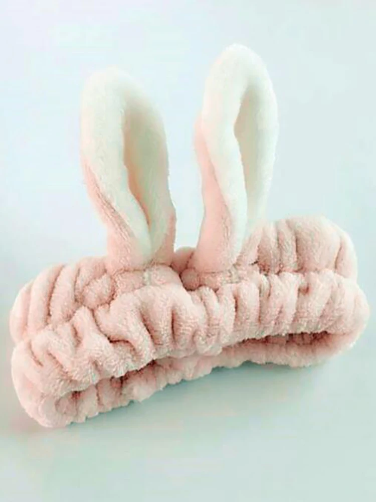 Solid Color Stereo Rabbit Ear Hair Band Hair Accessories Non-slip Face Wash Mask Head Hoop Wash Hair Hoop Head Cover