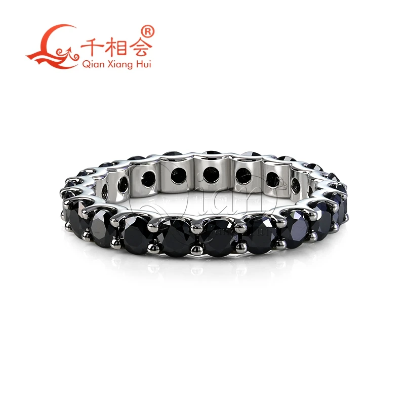 

0.1ct 3mm black color round moissanite diamond ring s925 silver Eternity Band jewelry Engagement Ladies men