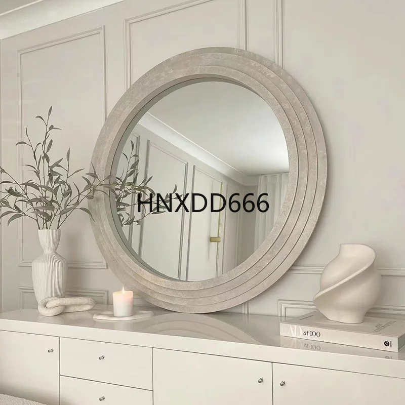 

French retro round makeup mirror bathroom mirror wall-mounted vanity mirror