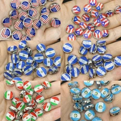 20PCS Silver American Flag Beads Independence Day National Day Celebration Accessories for DIY USA Bracelet Jewelry Making