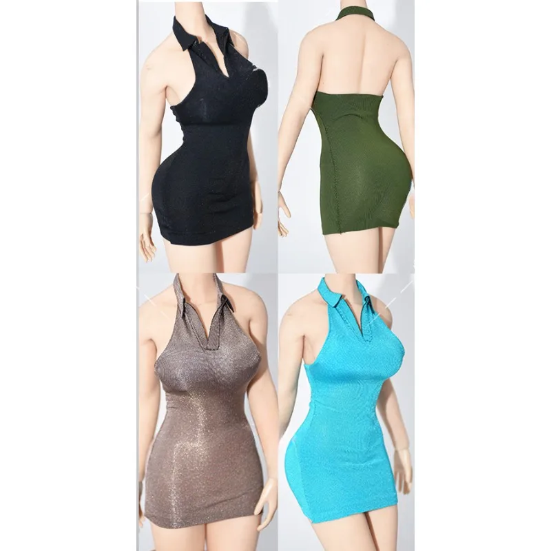 1/6 Scale Female Bodycon Skirt Dress Sleeveless Top Clothes Doll for 12