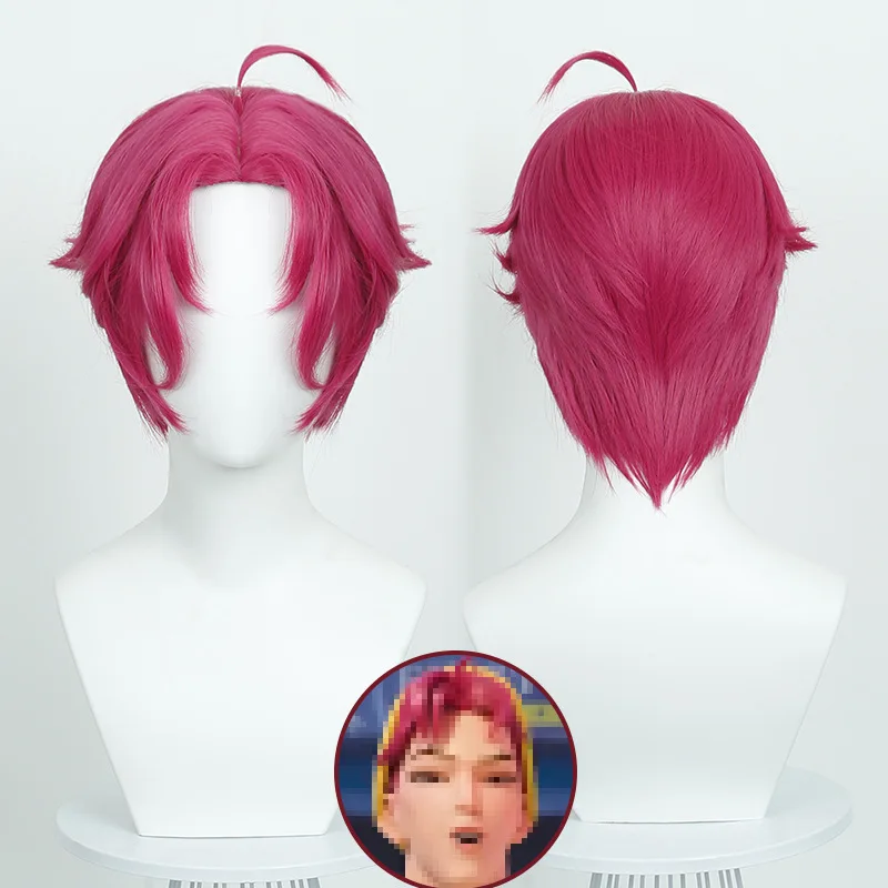 合成赤色ショートウィッグ-自然な頭皮トップ付き-コスプレ用-ハロウィンパーティーコスチューム-アニメ-kp-o-インスパイアされたアビースタイル