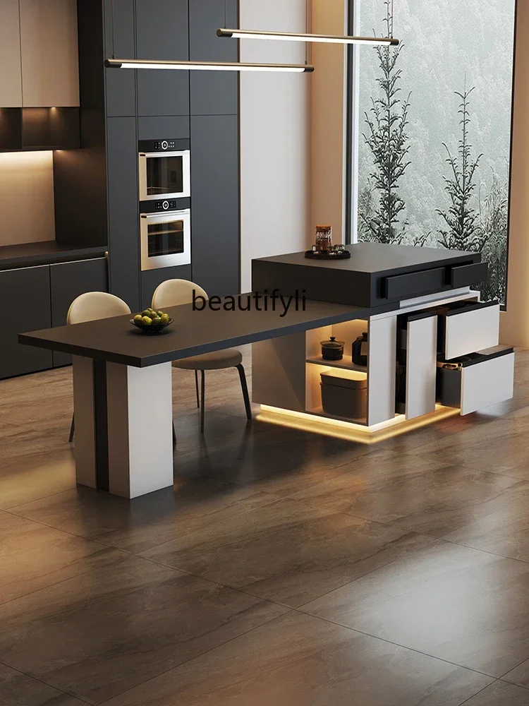 

02 Island Table Dining Table Kitchen Bar Restaurant Light Luxury Minimalist Household Italian Slate Guide