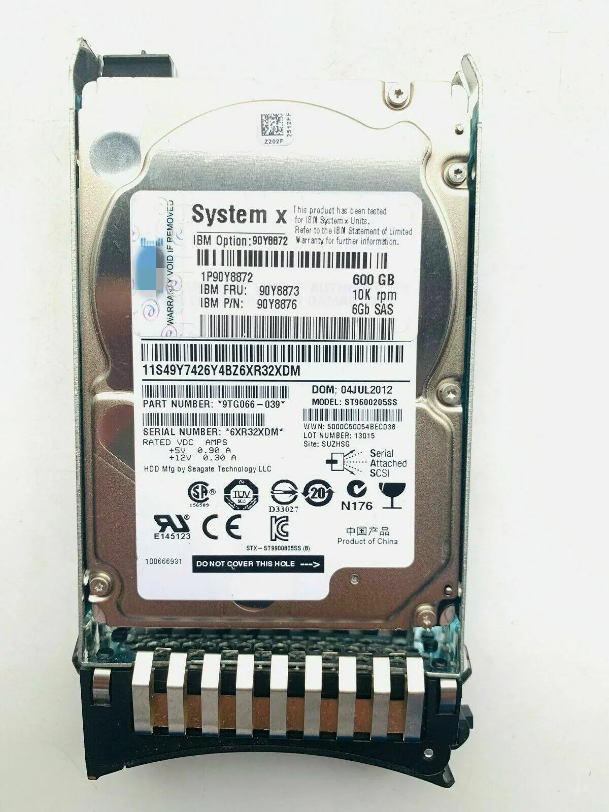 FOR IBM 90Y8872 90Y8873 90Y8874 90Y8876 600GB 10K 6G 2.5" SAS G2HS HARD DRIVE