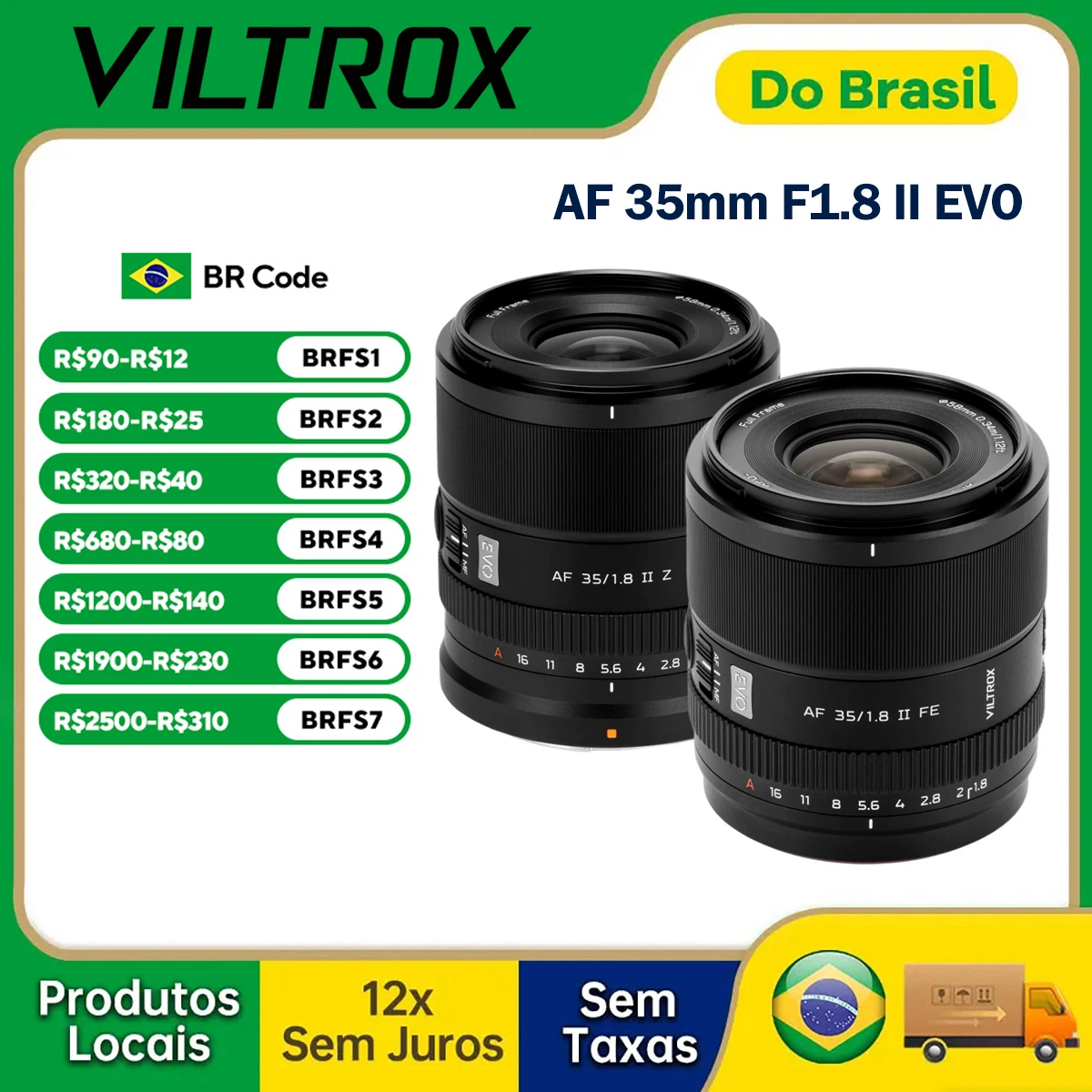【Do Brasil】VILTROX 35mm F1.8 II EVO APO Lente Prime de Grande Abertura para Sony E-Mount Cameras A7IV ZV-E1 A7CII A7RV FX3 A7SIII A7CR A7III A7C A1 A7RIV A9 A9II A7RIII ZV-E10 Nikon Z30 Z50 Z50II ZFC Z5 Z5II Z6 Z6II Z6