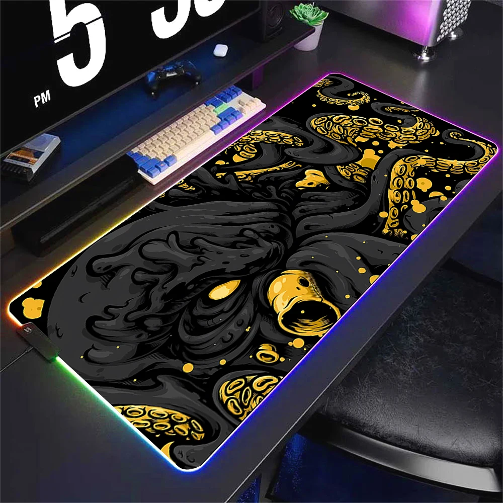 

Mouse Mat Octopus Gaming Rgb Mouse Pad Speed Desk Protector Mousepad Rgb Cool Colorful With Backlight LED Rugs Cool Mauspad Xxl