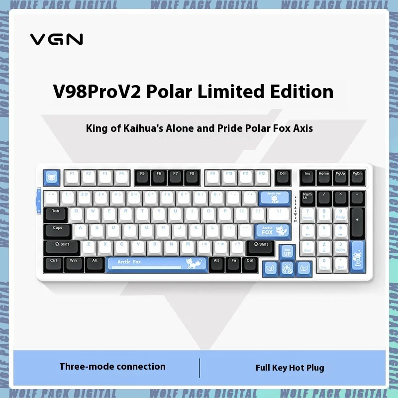 VGN V98proV2 E-sports Mechanical Keyboard Wireless Bluetooth Three Mode Hot Plug Gasket Customized Office Game Keyboard PC Gift