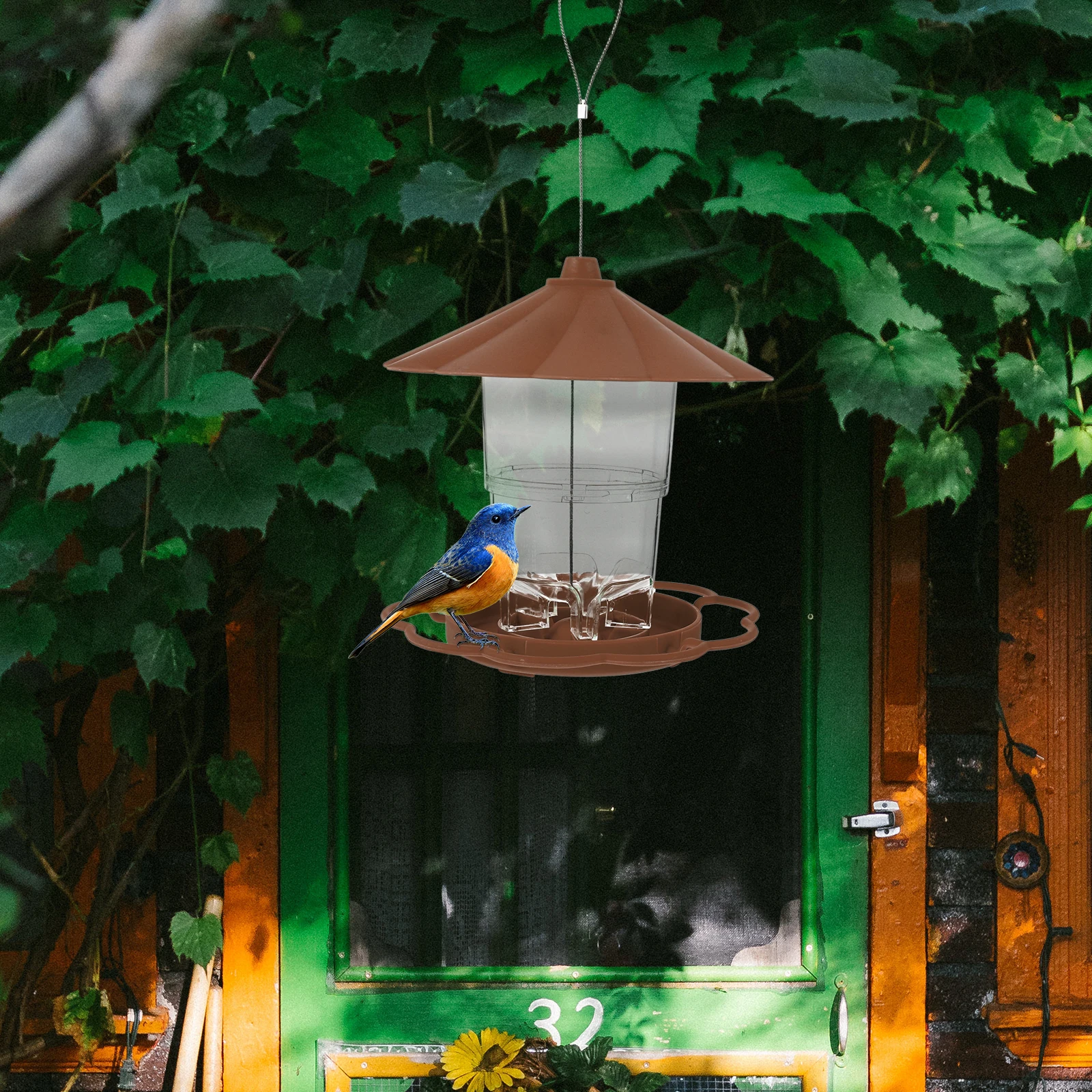 

1Pcs Hanging Bird Feeder Large Capacity Mixed Food Container Easy to Install on Rack Hook Branch Hanging Feeder