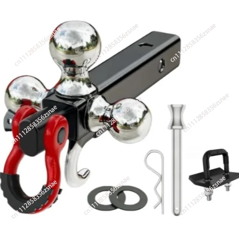 Black carbon steel ball head with hook tow arm 2-inch square mouth universal chrome ball head with shackle