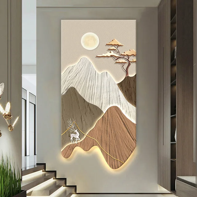 

Modern light luxury entrance decorative painting creative personality landscape LED light painting entry door corridor aisle end