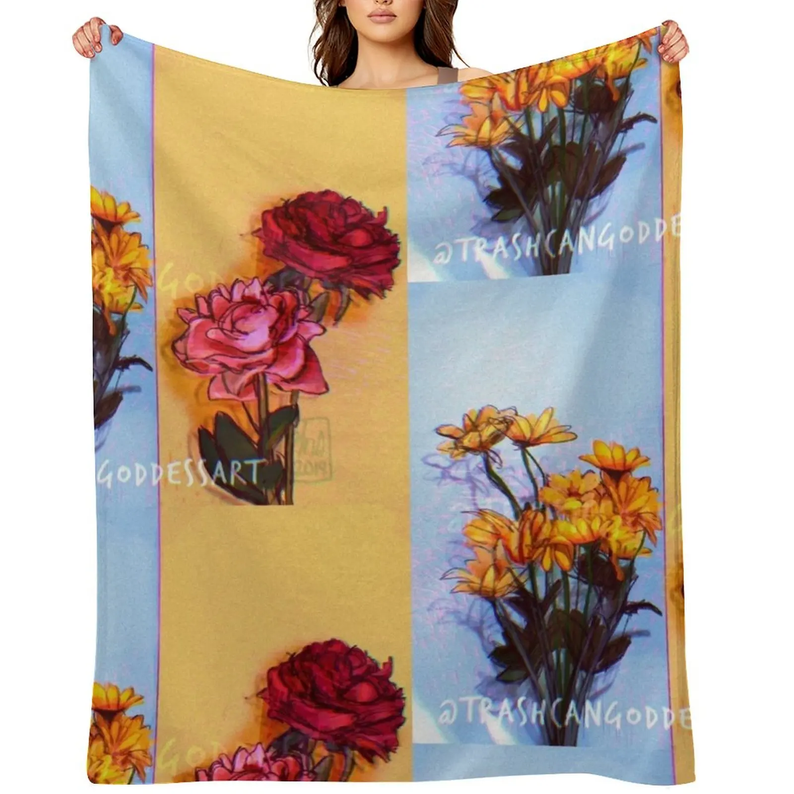 

two tone flowers Throw Blanket Summer Summer Beddings Fashion Sofas Luxury Brand Blankets