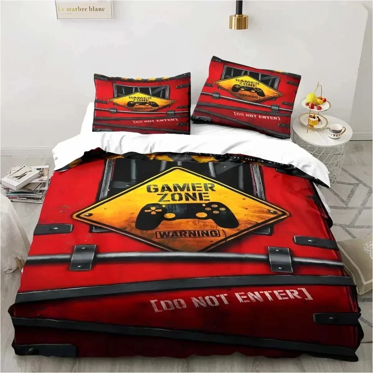 Gaming Duvet Cover Set Game Room Decor Boys boys Teen Video Game Duvet Cover Single Bedding Set Let's Play Quilt Cover Bed Set