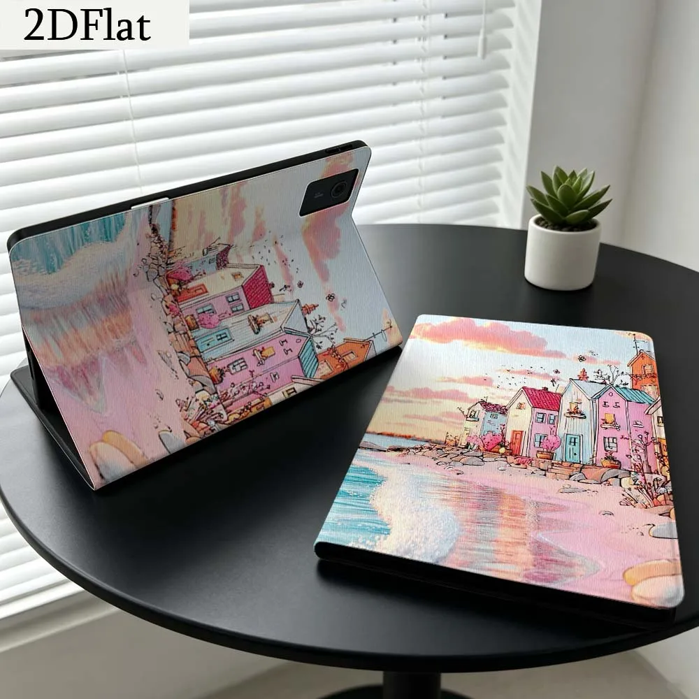 Cartoon Coastal Colorful Houses For Lenovo Xiaoxin Pad Pro Tab K11 K10 Y900 3rd Y700 P11 P12 11.5 12.7 8.8 Inch Tablet Case Gift