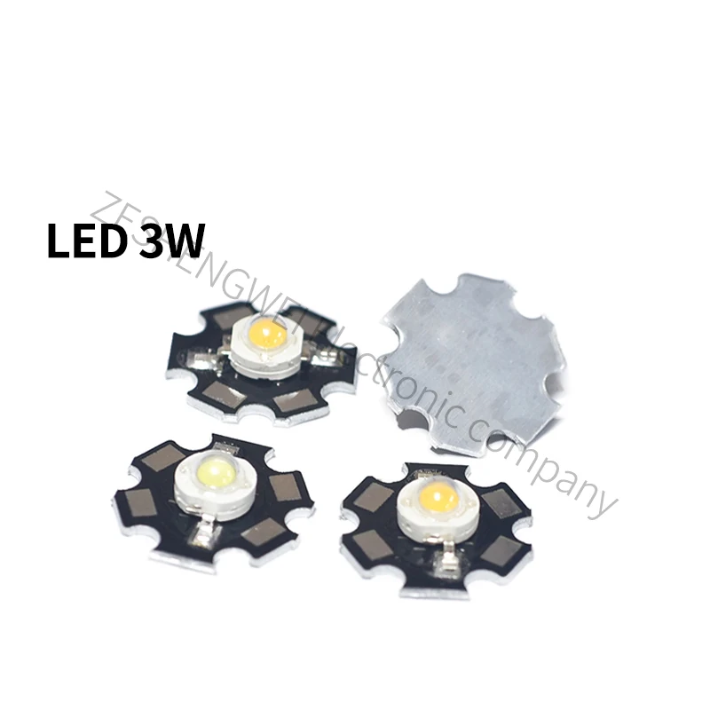 2 Stuks 3W Led Lamp Kraal Met Aluminium Plaat Benadrukken High-Power Led Light-Emitting Diode Rood wit Geel Groen Blueblack Ster