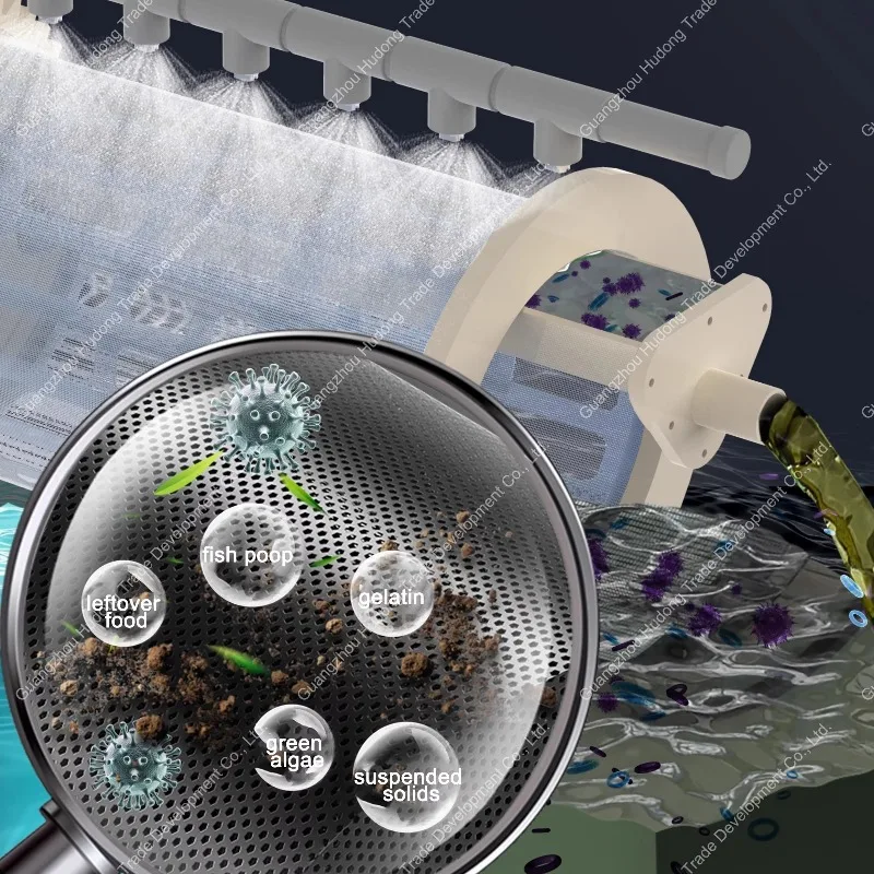 【Best-selling】70m3 Drum Filter Water Treatment Machinery Drum Microfiltration Machine Aquaculture Filtration System Pond Filter