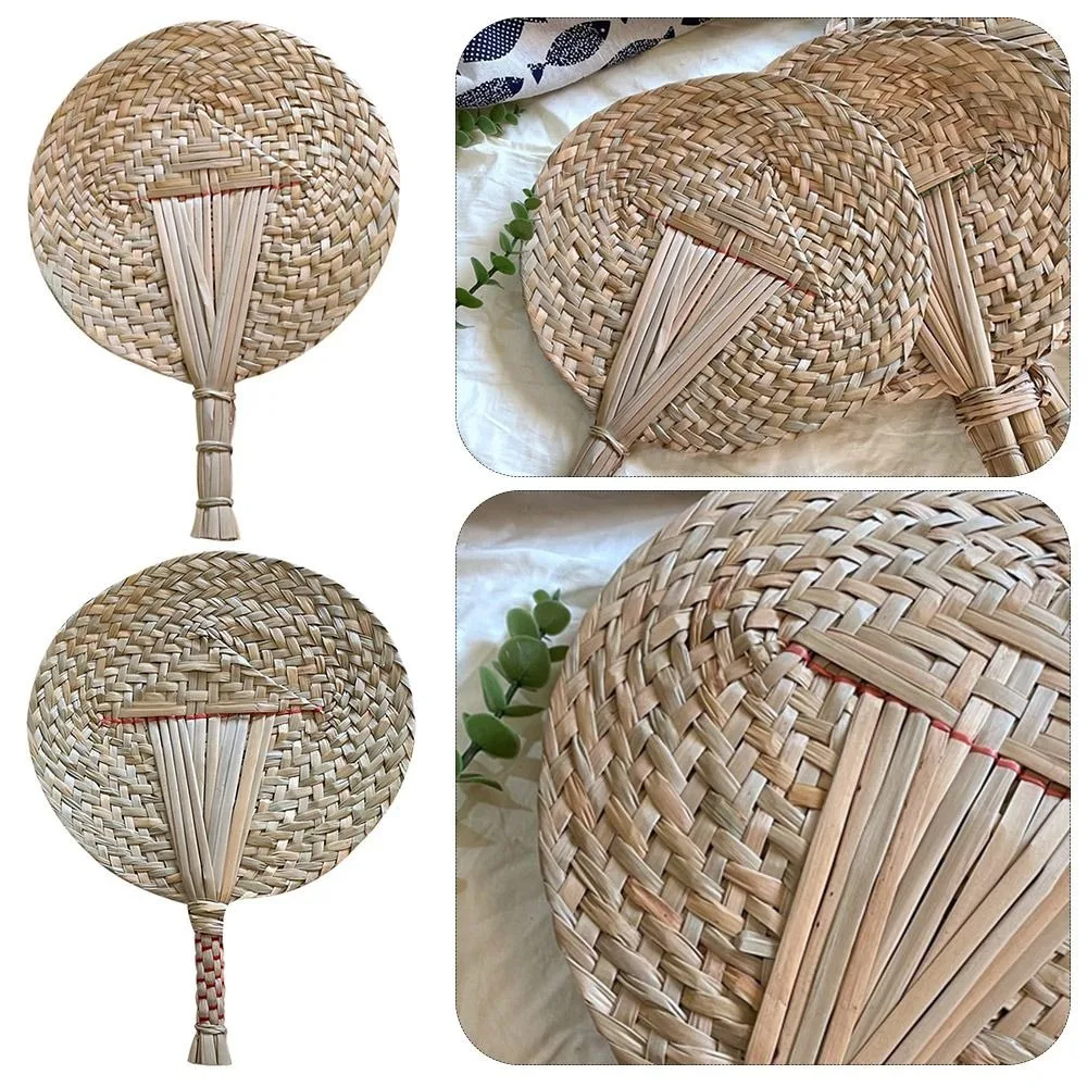 Natural Fans Summer Handheld Cattail Hand Fans Mosquito Repellent Handmade Straw Fan Cooling Supplies