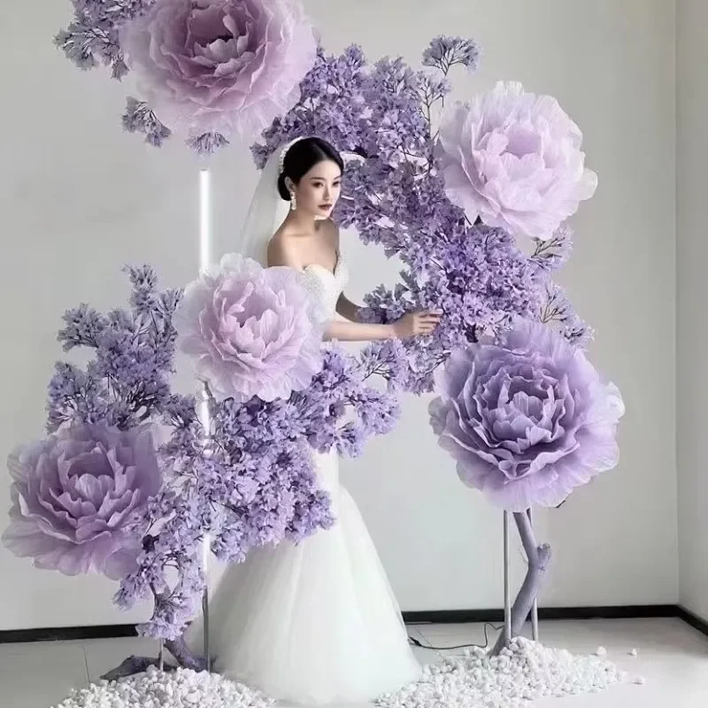Handmade Giant Peony Space Installation Paper Art Flower Wedding Festival Party