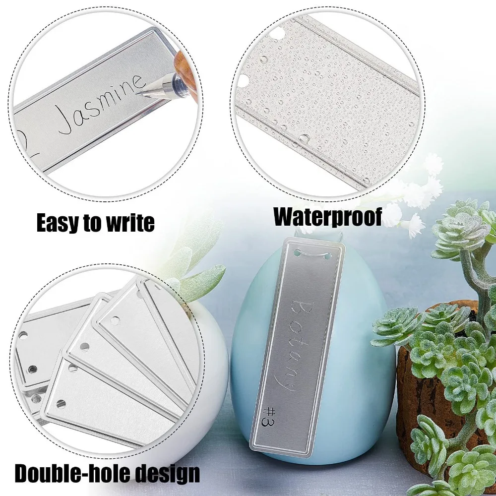 50pcs Durable Double Sided Aluminum Plant Labels Waterproof Iron Wire Metal Labels Garden Supplies Plant Markers Plant