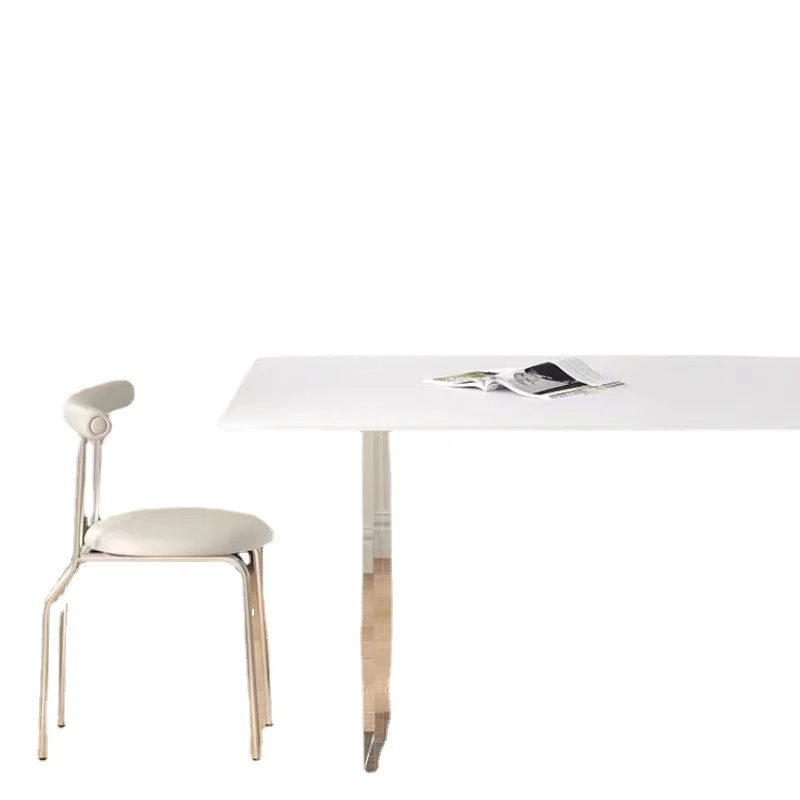 

Acrylic suspended dining table, modern light luxury rectangular dining table Delifeng rock slab chair combination