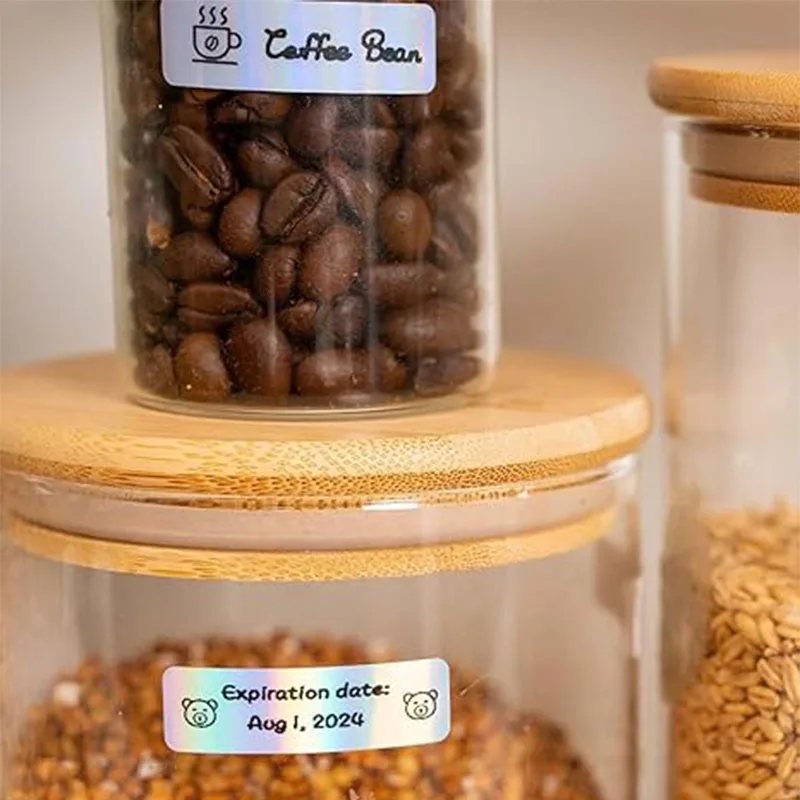 160 قطعة شريط ملصقات حراري ليزر ثلاثي الأبعاد لامعة ذاتية اللصق لفة قابلة للطباعة ورق لاصق متين فضي اسم علامة هدية للحفلات