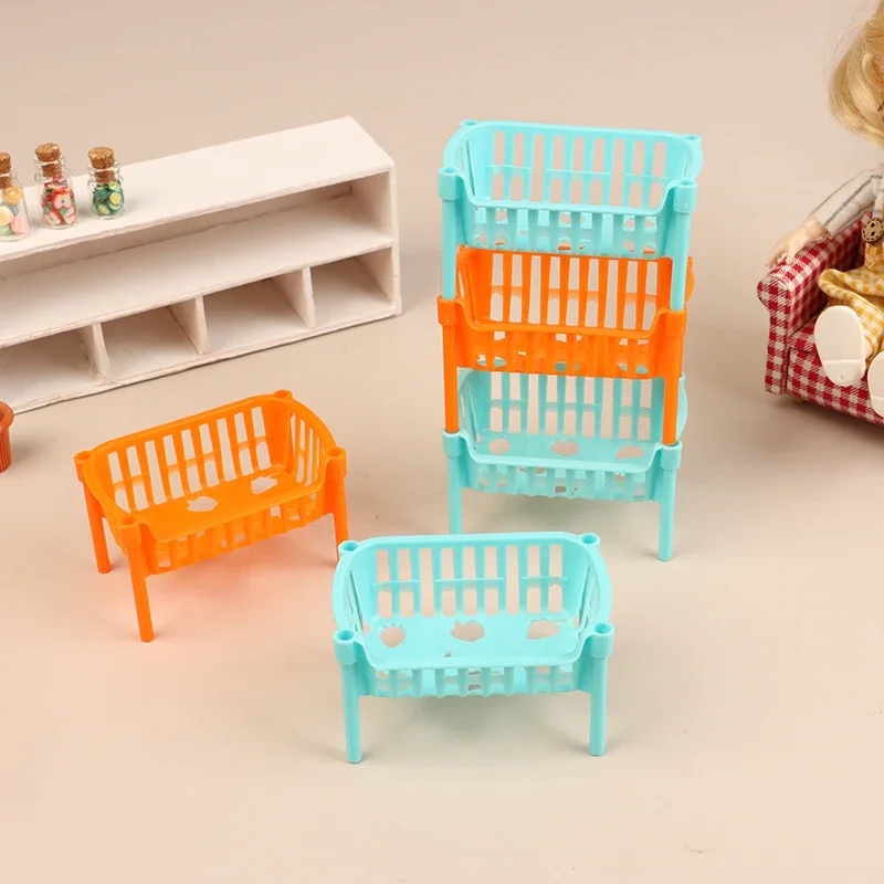 Dollhouse Furniture Decoration - 5pcs Mini Stackable Storage Baskets, 1/12 Scale Model for Doll House Kitchen Decorating