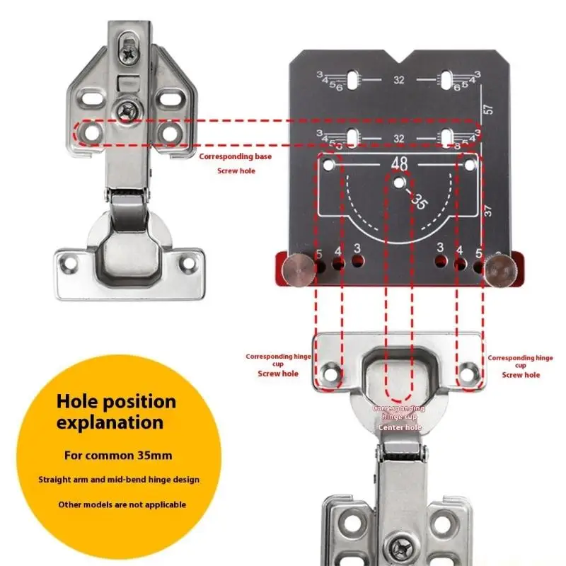 A2BE 35mm Cabinet Hinge Template Red Aluminum Positioning Gauge Rulers For Accurate Door Installation Woodworking Application