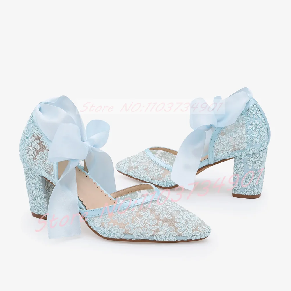 Sandali con tacco a blocco e b - Lace Ribbon Trim recensione e prezzo