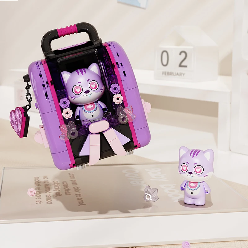 Pet Bags Building Blocks Cute Cats Small Particles Assembling Model Bricks Toys Desktop Decoration for A Girl‘s Birthday Gifts
