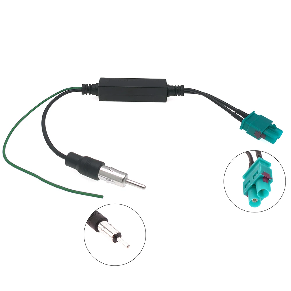 Cable convertidor de antena RF FAKRA de doble cabezal para coche, adaptador de antena de Radio FM con amplificador para VW Touareg/Passat B6/B7/Tiguan