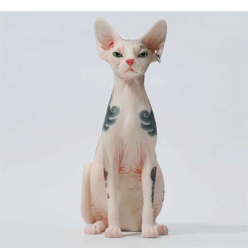 Mini Hairless Model Tattoo Resin Simulation Animal Statue Decoration Modern Car Home Accessories