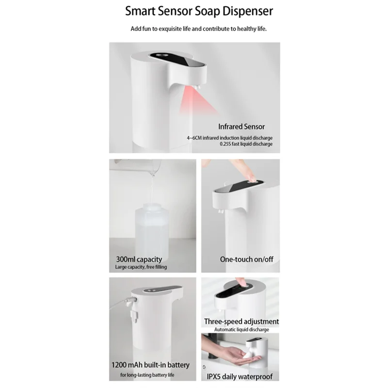 ABRE-Automatic Induction Foam Washing Machine Charging Hand Sanitizer Machine Kitchen Soap Dispenser Wall Mounted Sensor