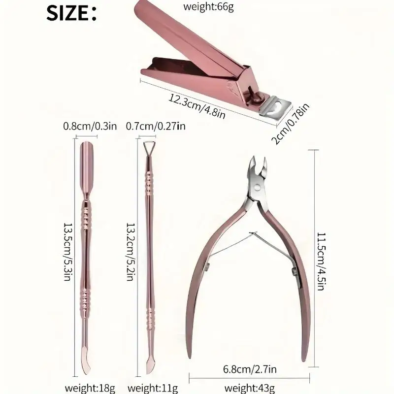 4 em 1 cortador de unhas tesoura conjunto de ferramentas de manicure cortador de unhas de aço inoxidável empurrador de cutícula aparador nipper