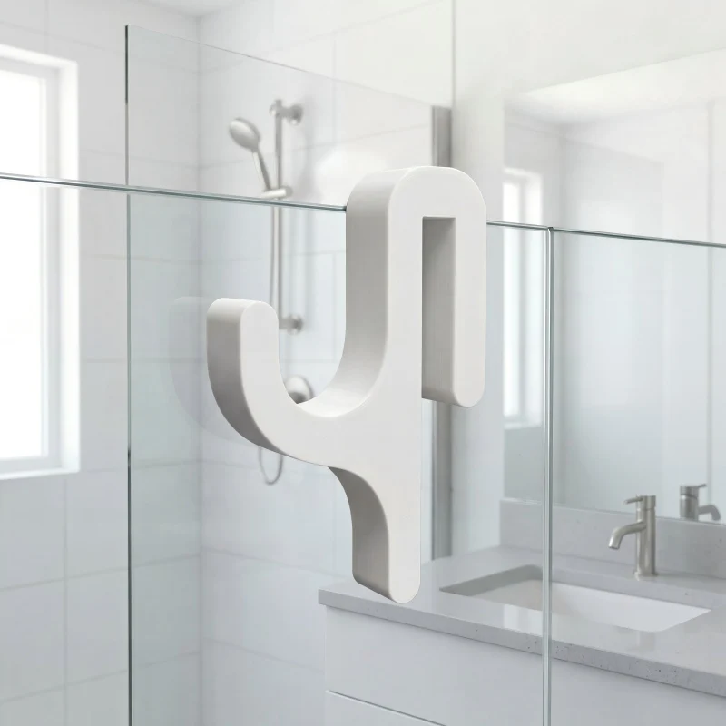 3D-Duschtür-Handtuchhaken für 8mm Glastüren, Badezimmer-Aufhänger für Kleidung, Handtücher, Bademäntel, Wäsche, Wohnheim, Apartment