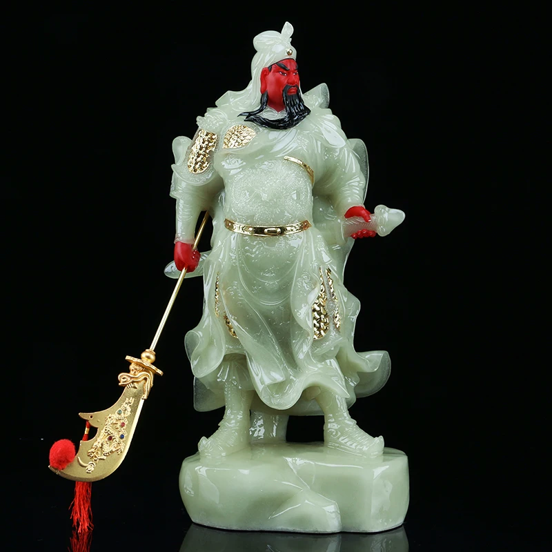 48CM Large Huge High-grade Home SHOP Talisman Mascot Money Drawing Martial God of wealth RED Guan gong jade gilding Sculpture